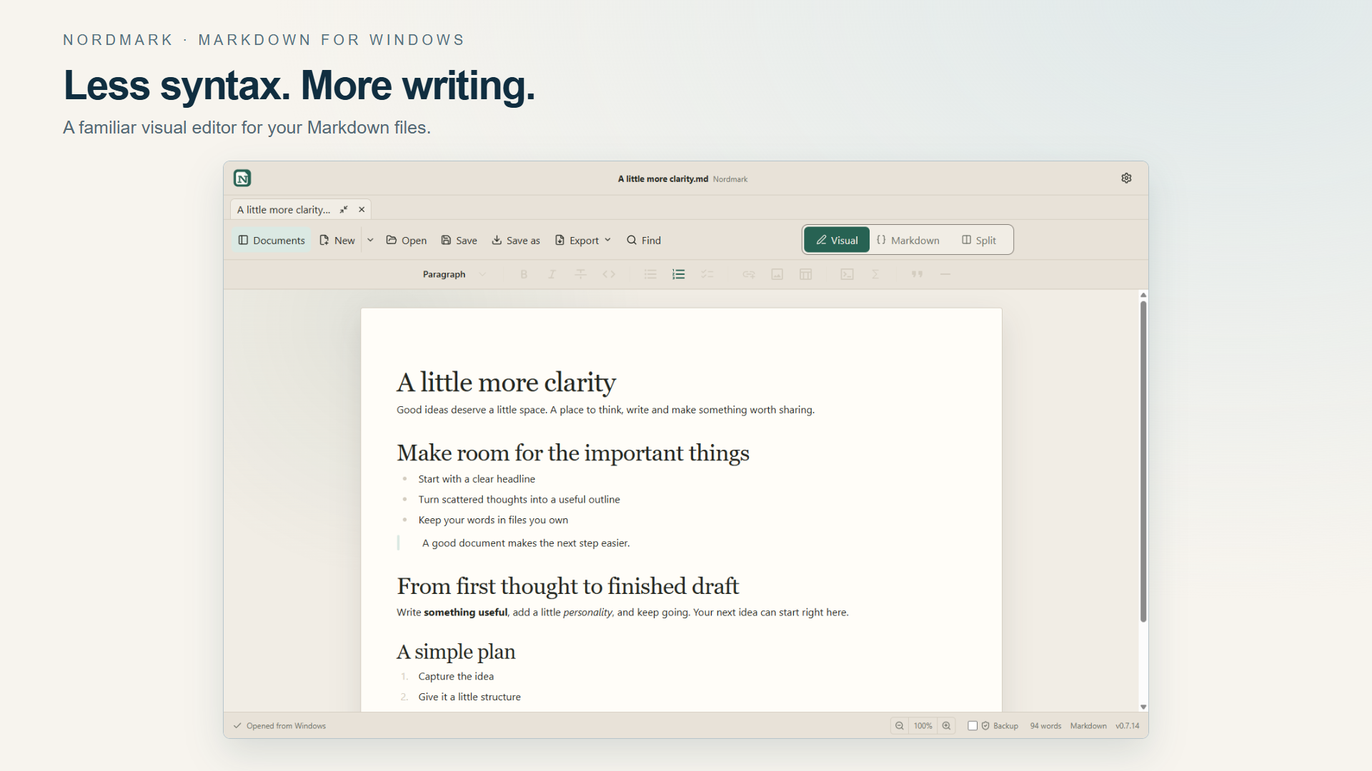 Nordmark visual Markdown editor